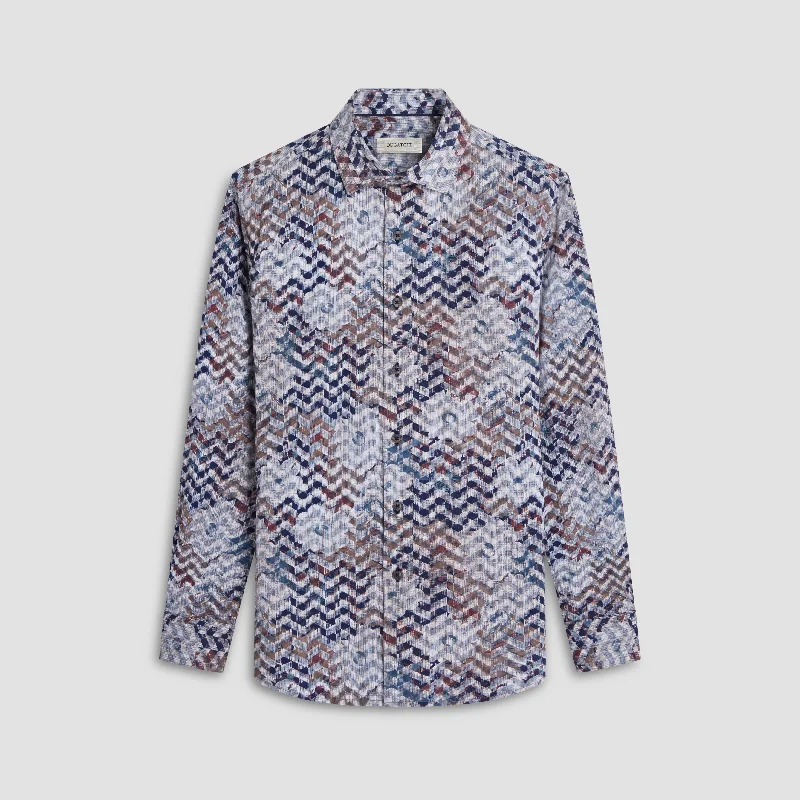 Men's Long - Line Oversized Casual Shirts in Dark Gray for a Relaxed and Modern LookAxel Floral Chevron Shirt