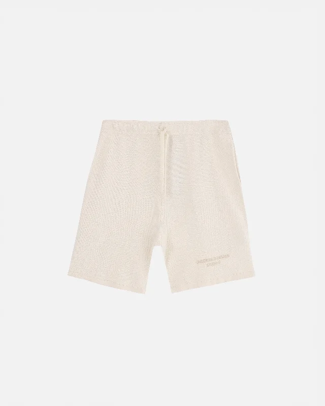 Men's button - fly denim work shorts for durability on the jobBasics Herringbone Knit Short Cream