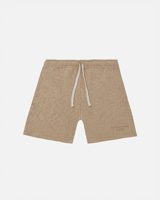 Men's elastic waistband lounge shorts for lazy weekends at homeBasics Undergold Design Studio Knit Short Light Brown