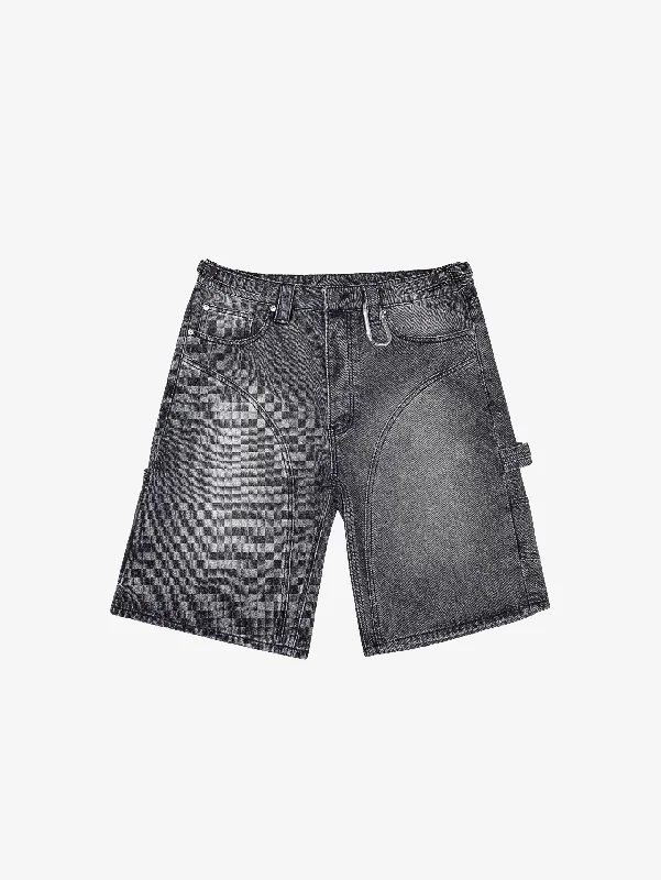 Men's wide - leg linen blend shorts for a relaxed beachside vibeGREY WASHED DENIM JORTS "V1"