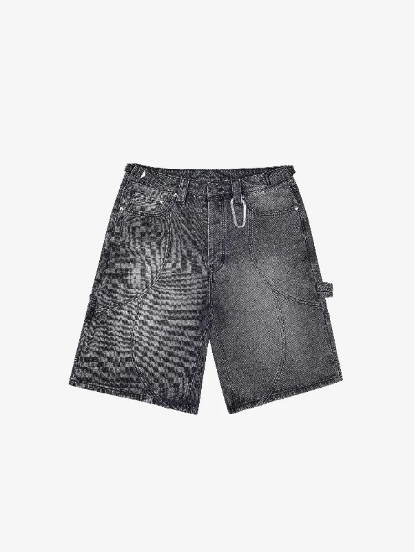 Men's elastic waistband lounge shorts for lazy weekends at homeGREY WASHED DENIM JORTS "V2"