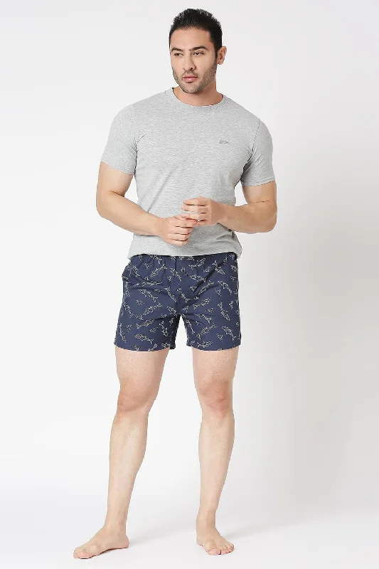 Men's pleated front twill shorts for a classic and sophisticated appearanceSlim Fit Cotton Printed Boxer Shorts