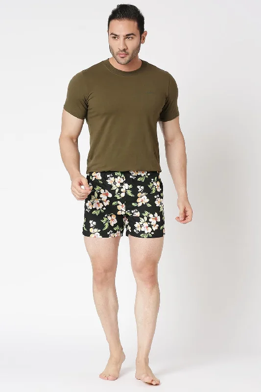 Men's adjustable - length convertible shorts for versatile useSlim Fit Cotton Printed Boxer Shorts