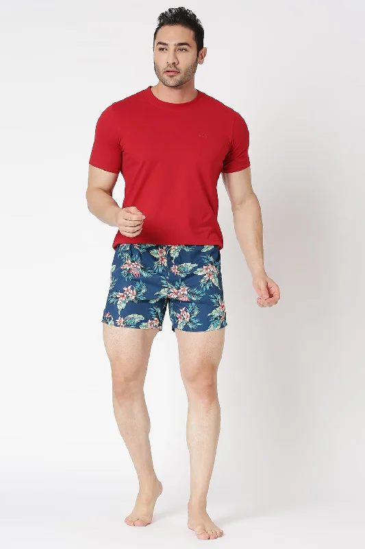 Men's high - waisted swim shorts with UPF protection for beach vacationsSlim Fit Cotton Printed Boxer Shorts