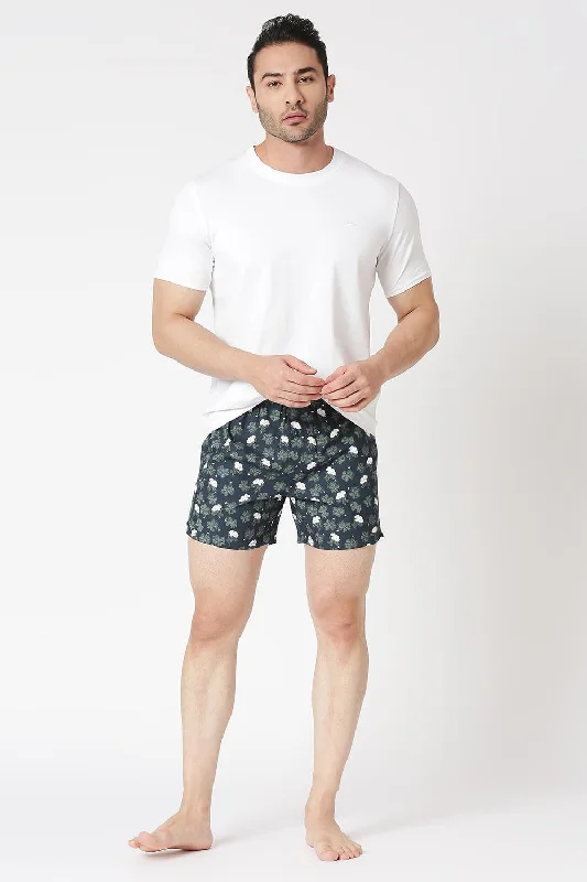 Men's zip - pocket canvas shorts for added functionality during travelSlim Fit Cotton Printed Boxer Shorts