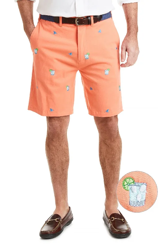 Men's pastel - colored cotton shorts for a spring - friendly outfitCisco Short Stretch Twill Coral with Fin & Tonic