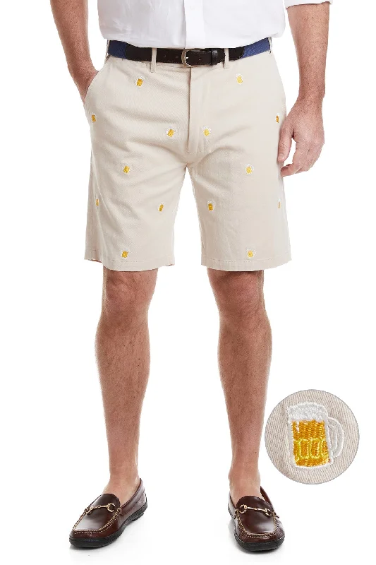 Men's zip - pocket canvas shorts for added functionality during travelCisco Short Stretch Twill Stone with Beer Mug