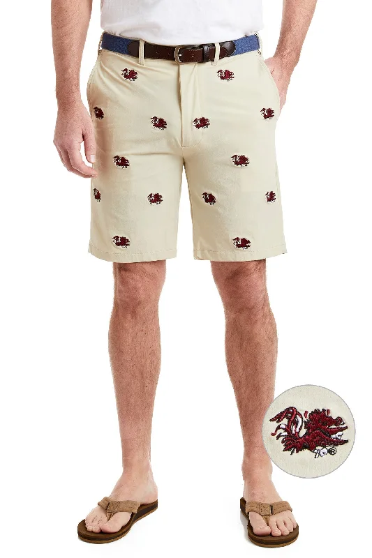 Men's elastic waistband lounge shorts for lazy weekends at homeCollegiate ACKformance Short Khaki with University of South Carolina Gamecocks