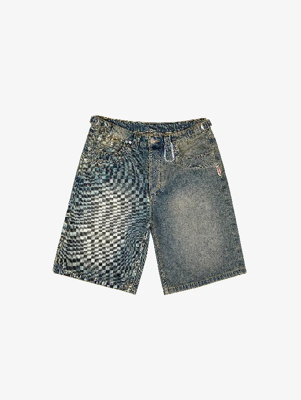 Men's button - fly denim work shorts for durability on the jobDIRT BLUE WASHED DENIM JORTS "SUN"