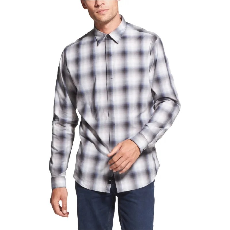 Men's Thermal - Lined Casual Shirts in Black for Added Warmth in Cold WeatherDkny Mens Plaid Long Sleeve Button Up Shirt