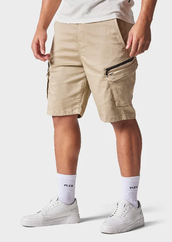 Men's floral print silk blend shorts for a unique night - out lookDoust Beige Chino Shorts