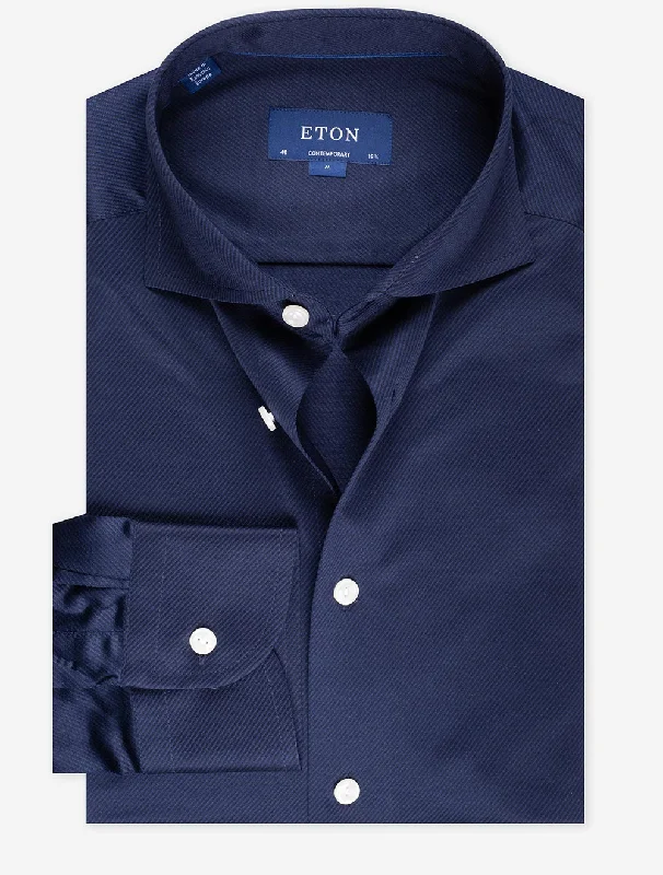 Men's Stretch - Fabric Casual Shirts in Navy Blue for a Comfortable and Flexible FitContemporary Knit King Twill Shirt Navy