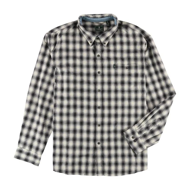 Plus Size Men's Striped Chambray Casual Shirts with a Spread Collar for a Preppy AppearanceG.H. Bass & Co. Mens Plaid Button Up Shirt, Beige, Small