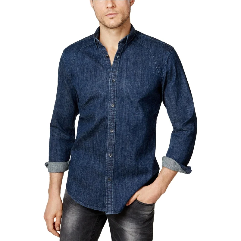 Plus Size Men's Plaid Flannel Casual Shirts in Earth Tones for a Cozy Fall OutfitI-N-C Mens Denim Button Up Shirt