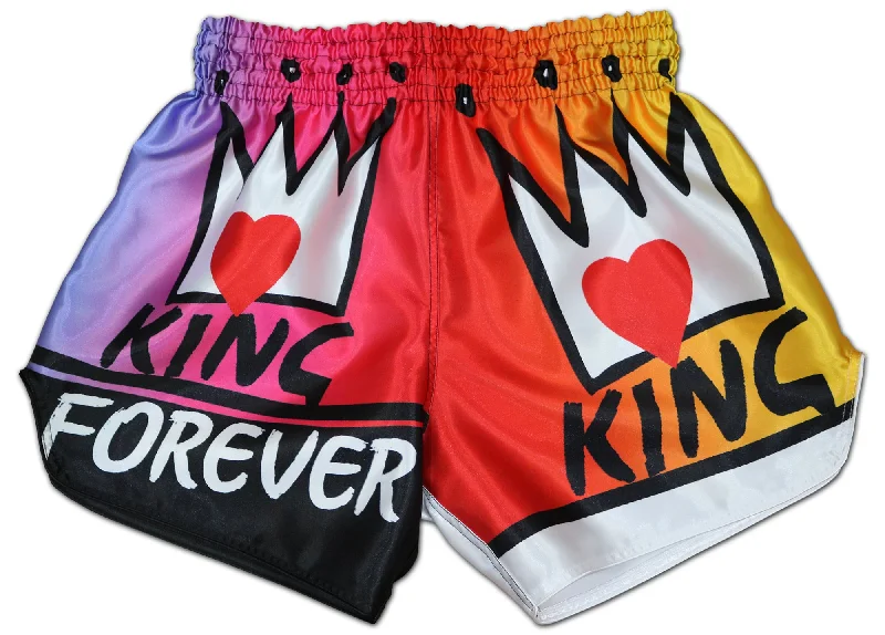 Men's distressed cotton shorts for a bohemian - inspired styleKING Forever ⚤ Fight Shorts / Boxing Trunks (LGBT)