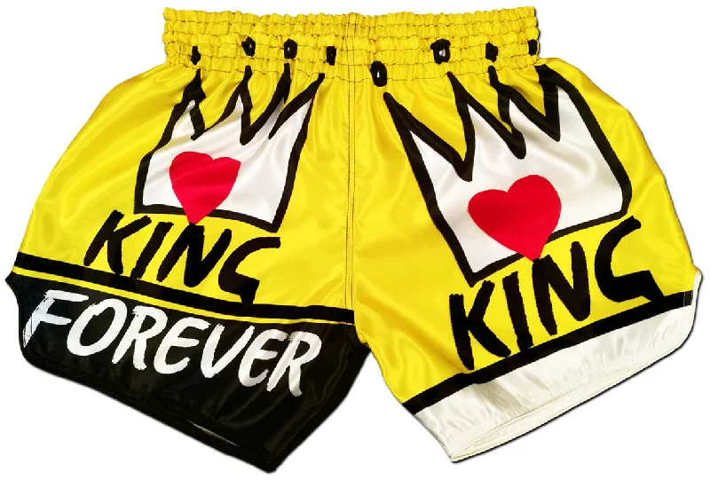 Men's ripped denim shorts for a trendy streetwear aestheticKING Forever ♚ Men's Fight Shorts / Boxing Trunks (Original Yellow)