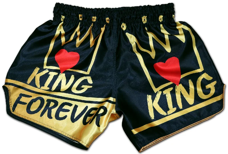 Men's flat - front chino shorts for semi - formal summer eventsKING Forever ? Fight Shorts (BLACK GOLD DELUXE EDITION)