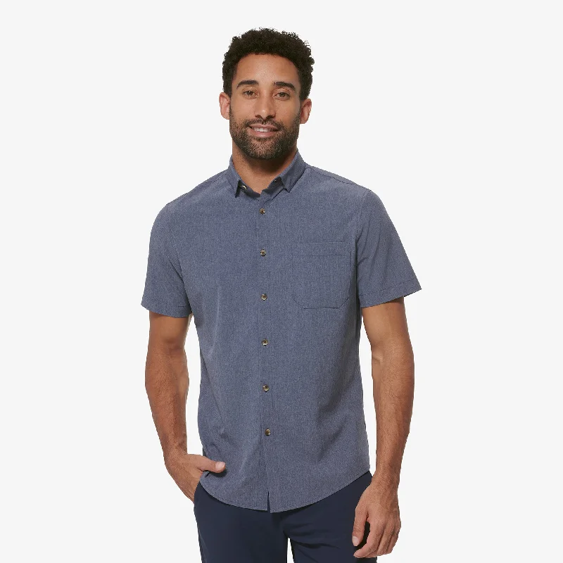 Men's Sustainable Recycled Material Casual Shirts for Eco - Conscious ConsumersMaritime Blue Heather