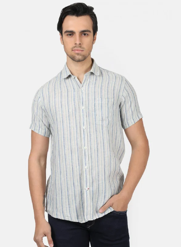 Men's Tailored Fit Checkered Casual Shirts in Multicolor for a Smart - Casual EnsembleMen Off White Stripe Shirts