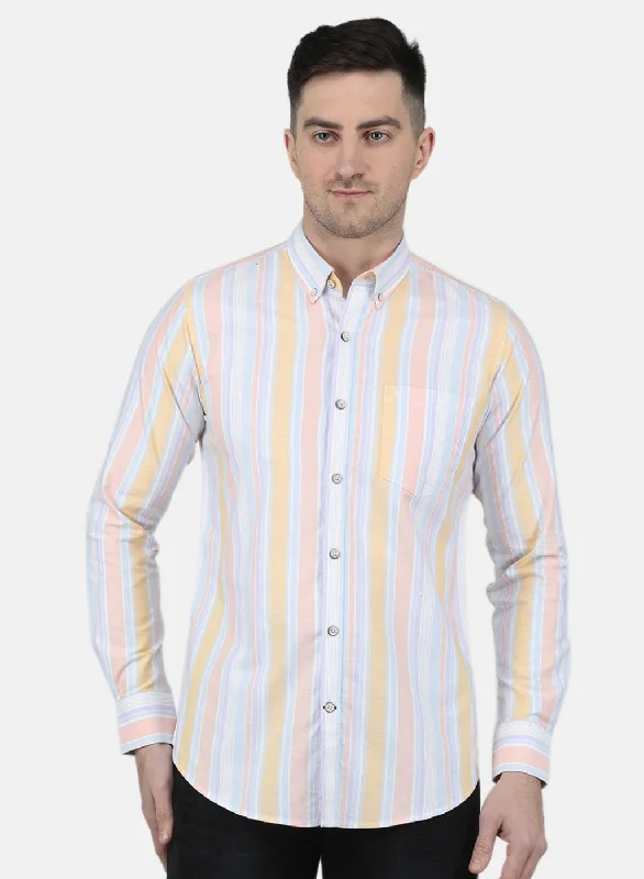 Men's Organic Cotton Casual Shirts with a Soft Handfeel for Everyday ComfortMen Orange Printed Shirt