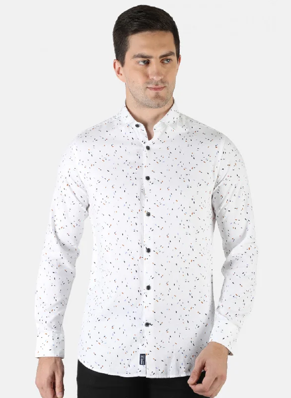 Men's Organic Cotton Casual Shirts with a Soft Handfeel for Everyday ComfortMen White Printed Shirt