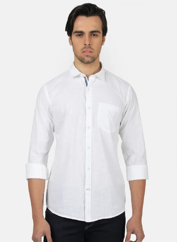 Men's Stretch - Fabric Casual Shirts in Navy Blue for a Comfortable and Flexible FitMen White Solid Shirts