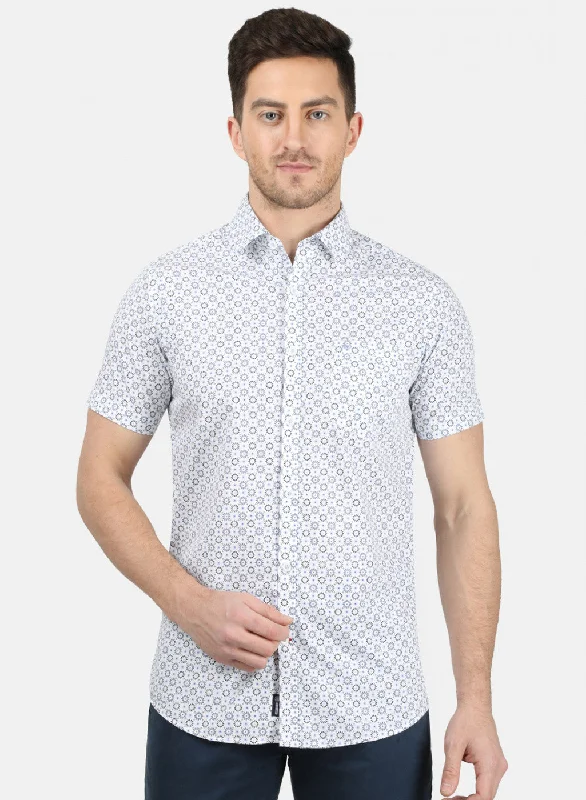 Men's Sustainable Recycled Material Casual Shirts for Eco - Conscious ConsumersMens Blue Printed Shirt