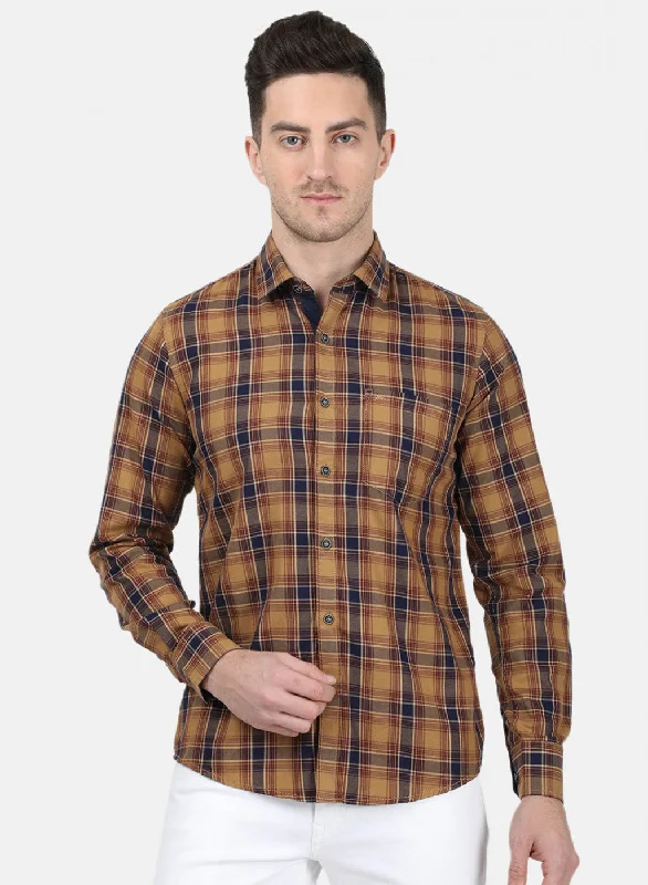 Men's Thermal - Lined Casual Shirts in Black for Added Warmth in Cold WeatherMens Brown Check Shirt