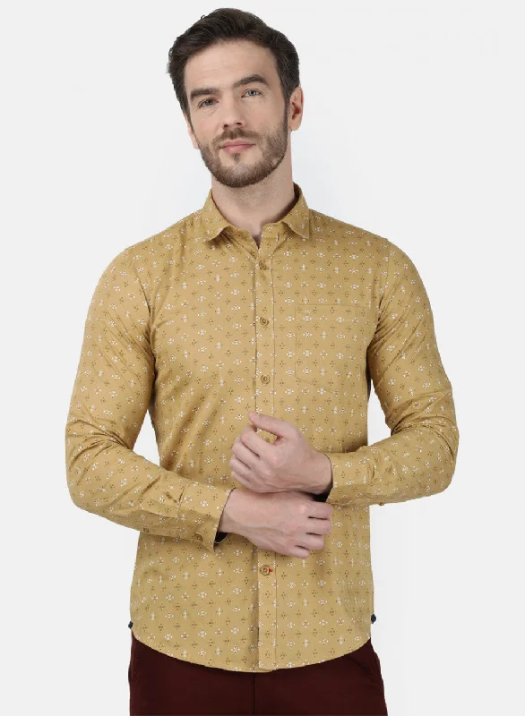 Men's Two - Tone Contrast Panel Casual Shirts in White and Navy for a Stylish and Eye - Catching DesignMens Brown Printed Shirt