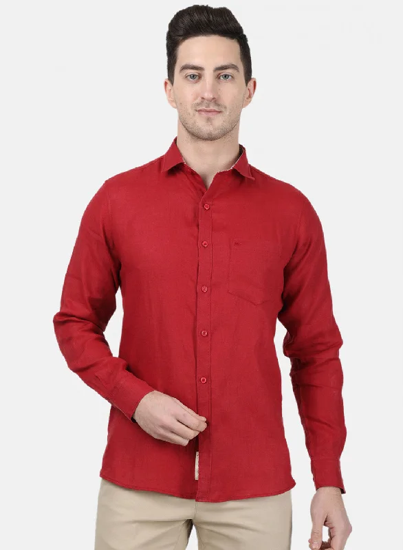 Men's Organic Cotton Casual Shirts with a Soft Handfeel for Everyday ComfortMens Maroon Solid Shirt