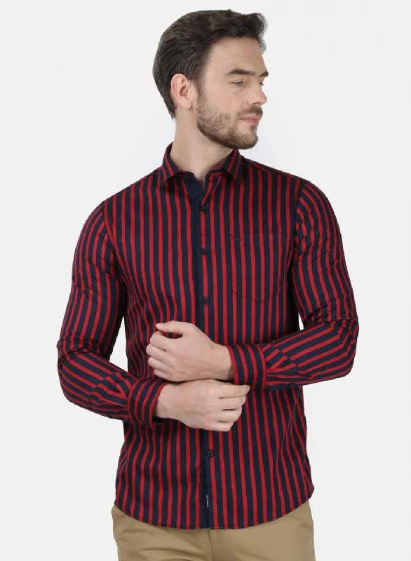 Men's Retro - Style Hawaiian Print Casual Shirts in Bold Patterns for a Tropical VacationMens Maroon Stripe Shirt