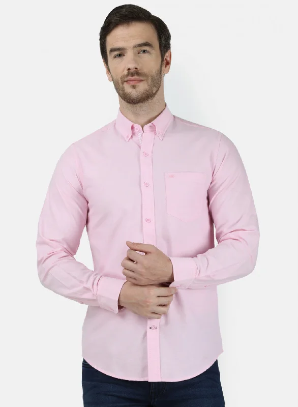 Men's Stretch - Fabric Casual Shirts in Navy Blue for a Comfortable and Flexible FitMens Pink Solid Shirt