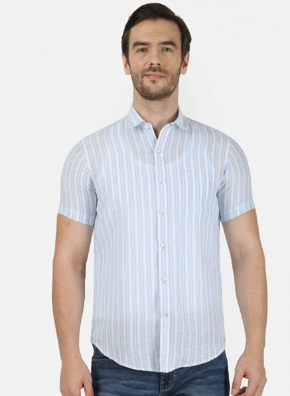 Men's Button - Down Oxford Casual Shirts in Crisp White for a Classic and Versatile StyleMens Sky Blue Stripe Shirt