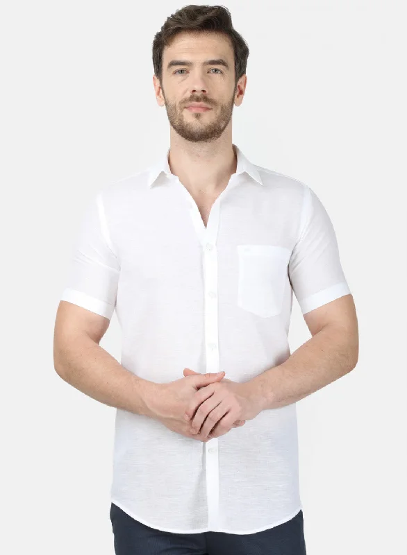 Men's Thermal - Lined Casual Shirts in Black for Added Warmth in Cold WeatherMens White Solid Shirt