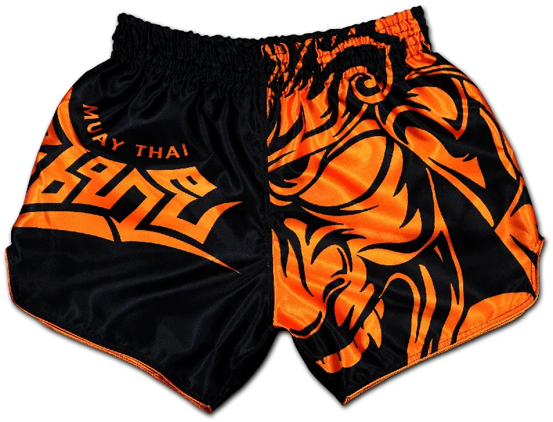 Men's floral print silk blend shorts for a unique night - out lookMuay Thai Boxing Shorts | Samurai (Black-Orange)