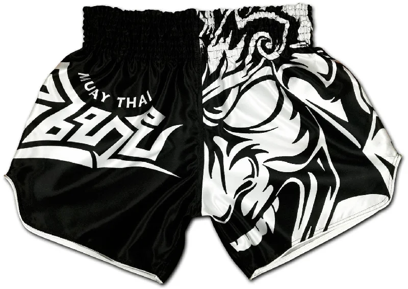 Men's high - waisted swim shorts with UPF protection for beach vacationsMuay Thai Boxings Shorts ★ Tribal Samurai