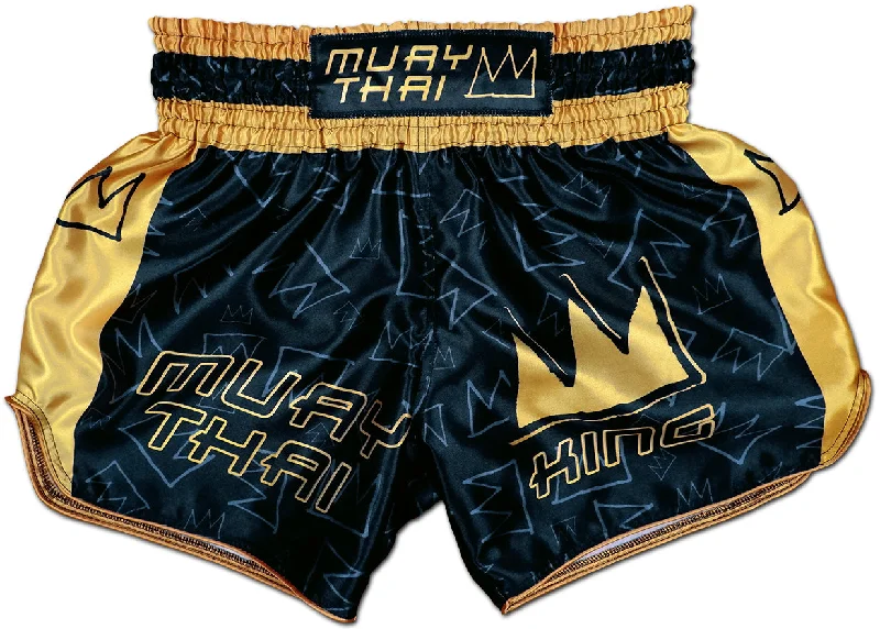 Men's elastic waistband lounge shorts for lazy weekends at homeMuay Thai King ★ Thaiboxing Shorts (royal black)