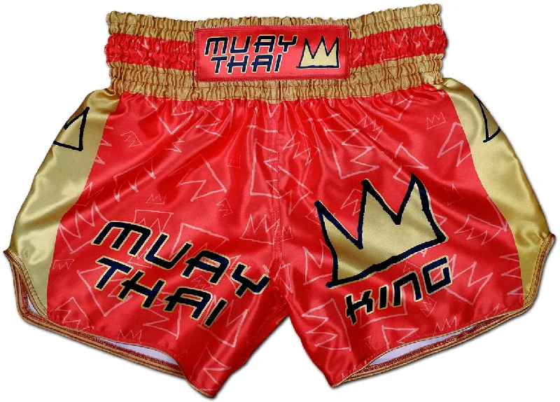 Men's distressed cotton shorts for a bohemian - inspired styleMuay Thai King ★ Thaiboxing Shorts (royal red)