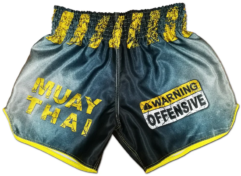 Men's zip - pocket canvas shorts for added functionality during travelMuay Thai Shorts ⚠ WARNING OFFENSIVE