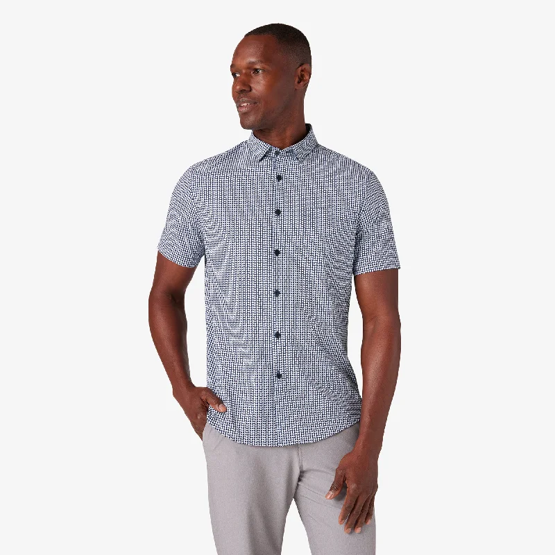 Men's Sustainable Recycled Material Casual Shirts for Eco - Conscious ConsumersNavy Circle Geo