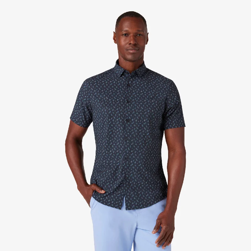 Men's Graphic - Printed Casual Shirts with Pop - Culture References for a Fun and Stylish LookNavy Multi Leaf