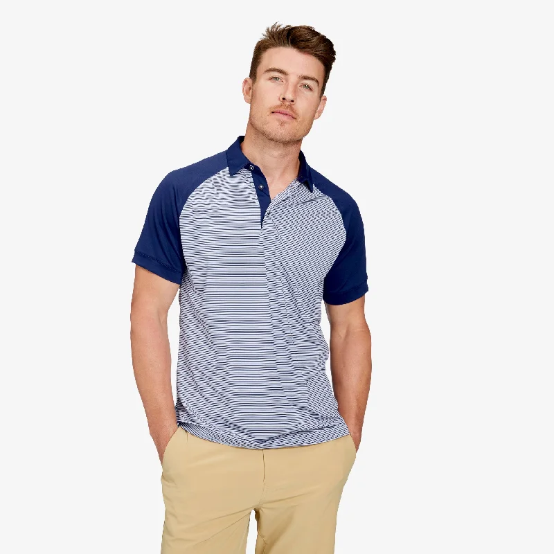 Men's Wrinkle - Resistant Polyester Blend Casual Shirts for Easy Travel and MaintenancePink Navy Mini Stripe