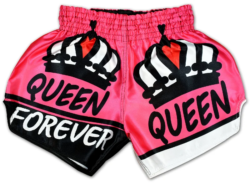 Men's breathable cotton athletic shorts for intense workoutsQUEEN Forever ♛ Muay Thai Boxing Shorts