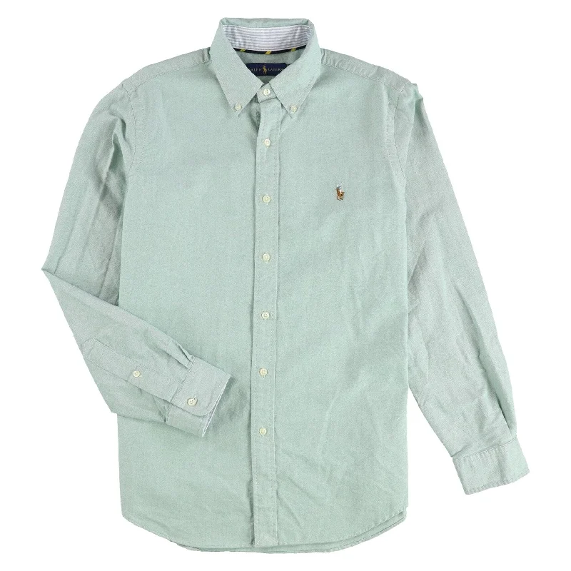 Men's Distressed Denim Casual Shirts with Frayed Edges for a Trendy and Rugged LookRalph Lauren Mens Classic Fit Sport Button Up Shirt, Green, Medium