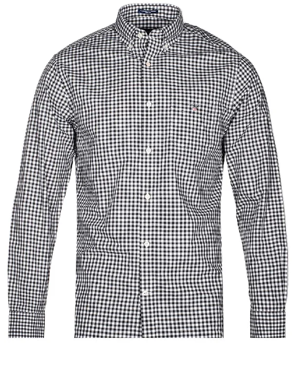 Men's Tailored Fit Checkered Casual Shirts in Multicolor for a Smart - Casual EnsembleRegular Fit Broadcloth Buttondown Gingham Shirt Black