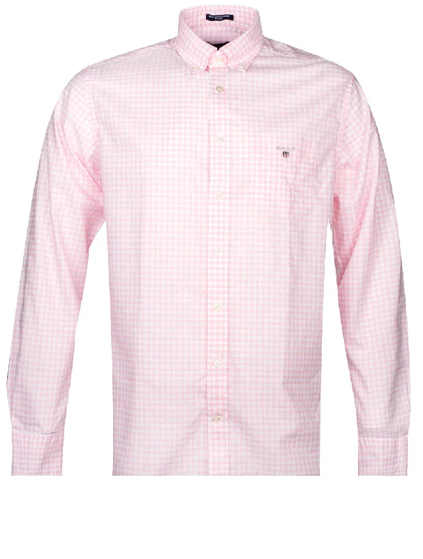 Men's Organic Cotton Casual Shirts with a Soft Handfeel for Everyday ComfortRegular Fit Gingham Broadcloth Shirt California Pink