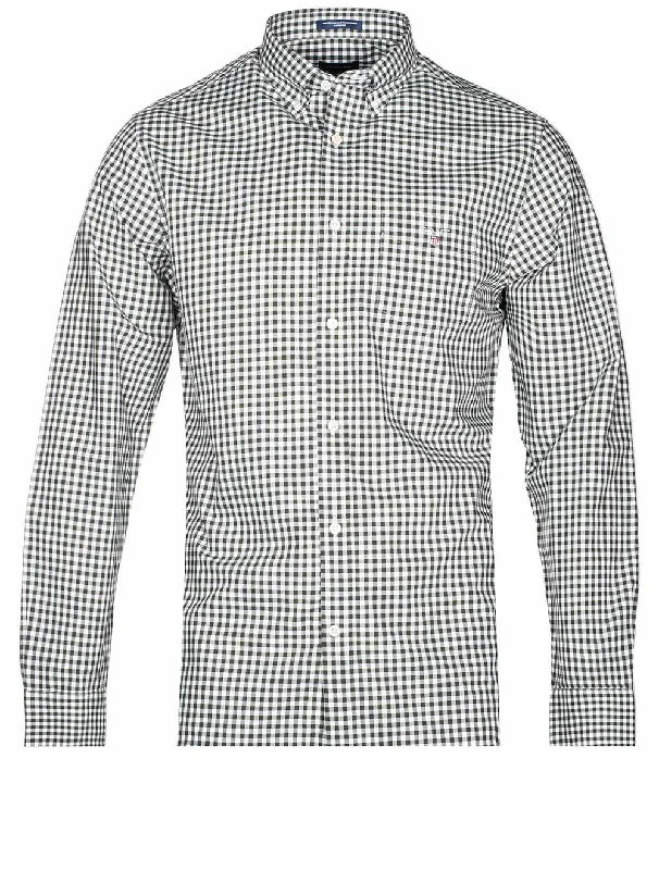 Men's Moisture - Wicking Performance Fabric Casual Shirts for Outdoor ActivitiesRegular Fit Broadcloth Buttondown Gingham Shirt Storm Green