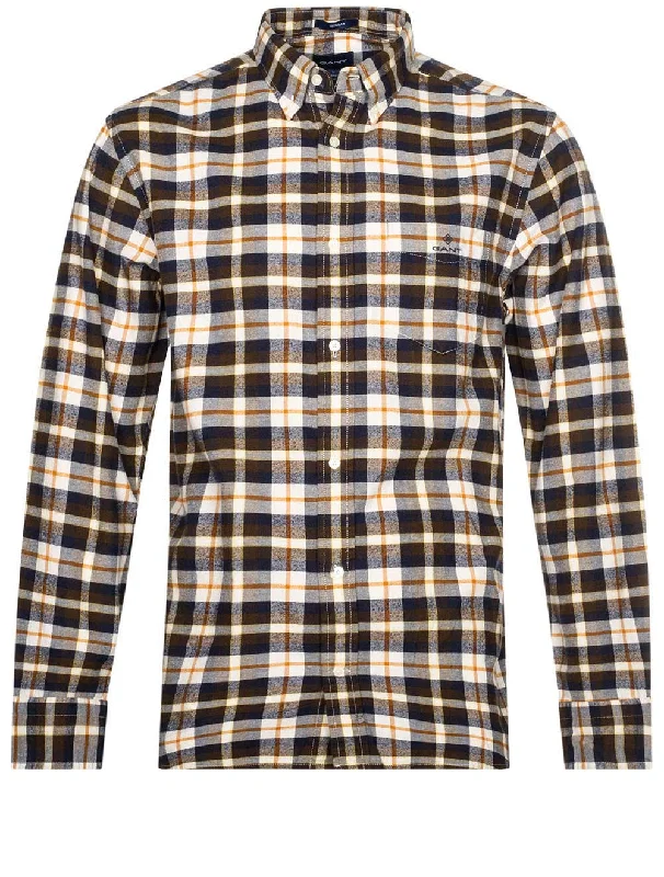 Men's Graphic - Printed Casual Shirts with Pop - Culture References for a Fun and Stylish LookRegular Fit Brushed Oxford Tartan Shirt Cream