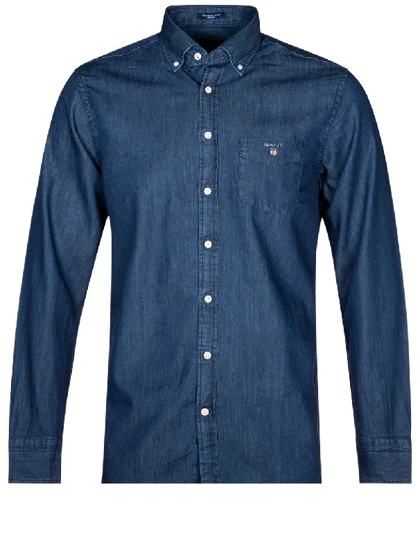 Men's Long - Line Oversized Casual Shirts in Dark Gray for a Relaxed and Modern LookRegular Indigo Buttondown Dark Indigo