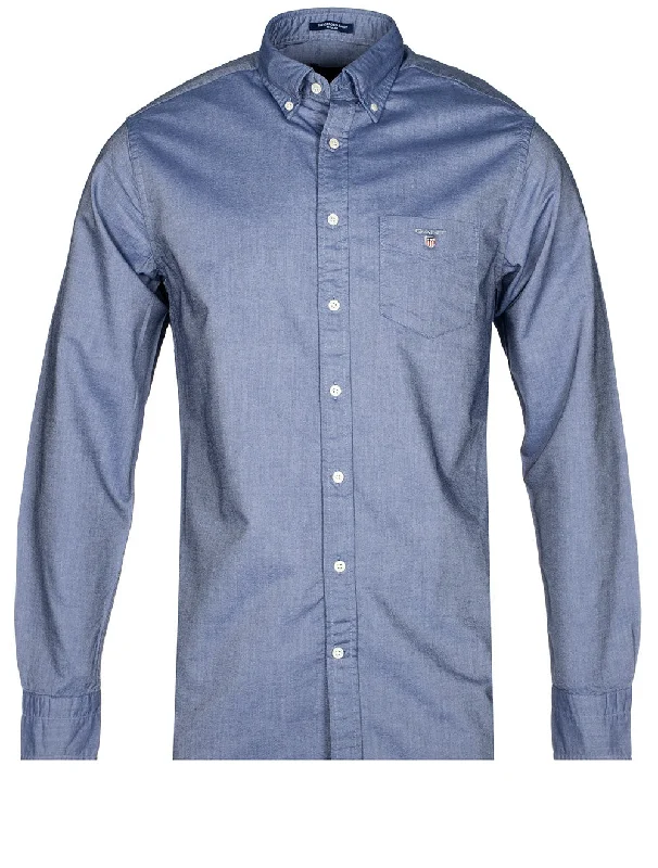 Men's Embroidered Detail Casual Shirts in Beige for a Touch of EleganceRegular Oxford Buttondown Shirt Persian Blue